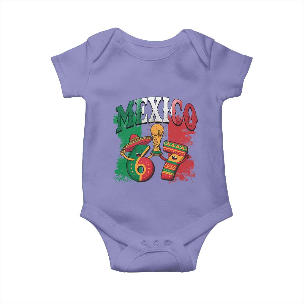Mexico Soccer Fan Baby Onesie Funny 67 Viral Gen Alpha Slang Gift TS12 Violet Print Your Wear