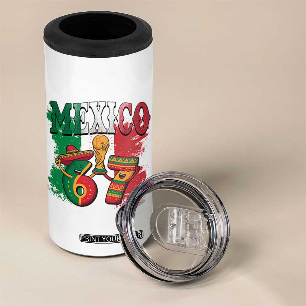 Mexico Soccer Fan 4 in 1 Can Cooler Tumbler Funny 67 Viral Gen Alpha Slang Gift TS12 Print Your Wear