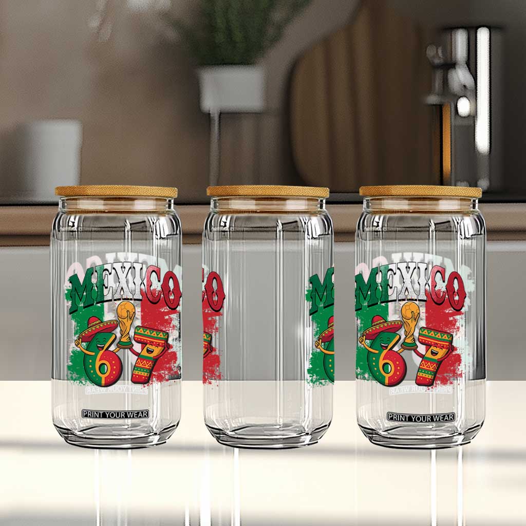 Mexico Soccer Fan Glass Can Funny 67 Viral Gen Alpha Slang Gift TS12 Print Your Wear