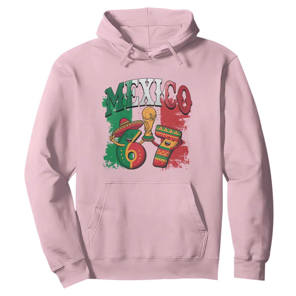 Mexico Soccer Fan Hoodie Funny 67 Viral Gen Alpha Slang Gift TS12 Light Pink Print Your Wear