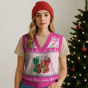 Mexico Soccer Fan V-Neck Knit Sweater Vest Funny 67 Viral Gen Alpha Slang Gift TS12 Hot Pink Print Your Wear