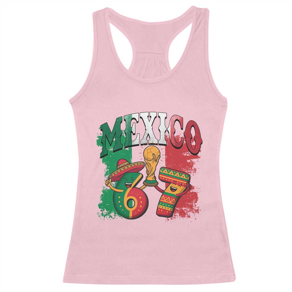Mexico Soccer Fan Racerback Tank Top Funny 67 Viral Gen Alpha Slang Gift TS12 Light Pink Print Your Wear