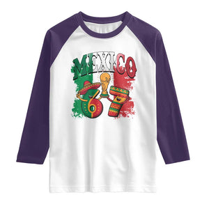 Mexico Soccer Fan Raglan Shirt Funny 67 Viral Gen Alpha Slang Gift TS12 White Purple Print Your Wear