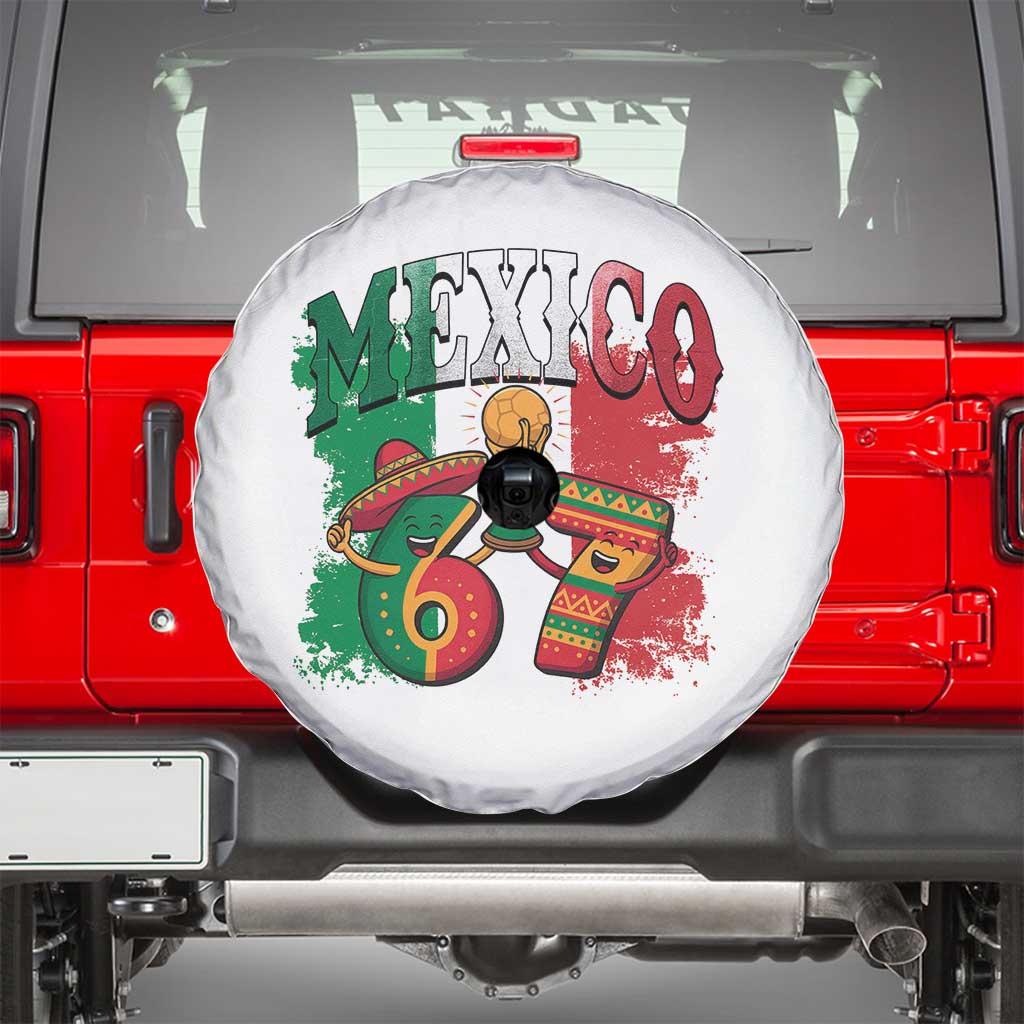 Mexico Soccer Fan Spare Tire Cover Funny 67 Viral Gen Alpha Slang Gift TS12 White Print Your Wear