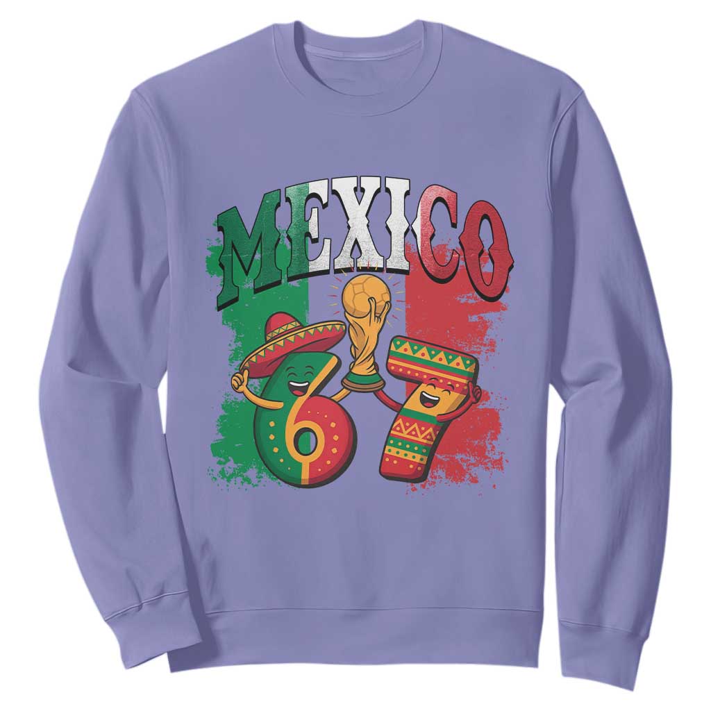 Mexico Soccer Fan Sweatshirt Funny 67 Viral Gen Alpha Slang Gift TS12 Violet Print Your Wear