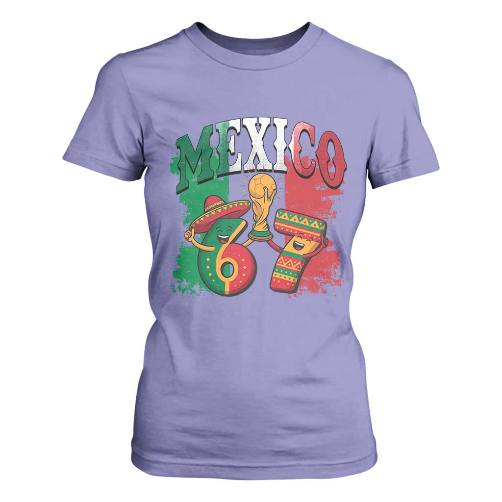 Mexico Soccer Fan T Shirt For Women Funny 67 Viral Gen Alpha Slang Gift TS12 Violet Print Your Wear