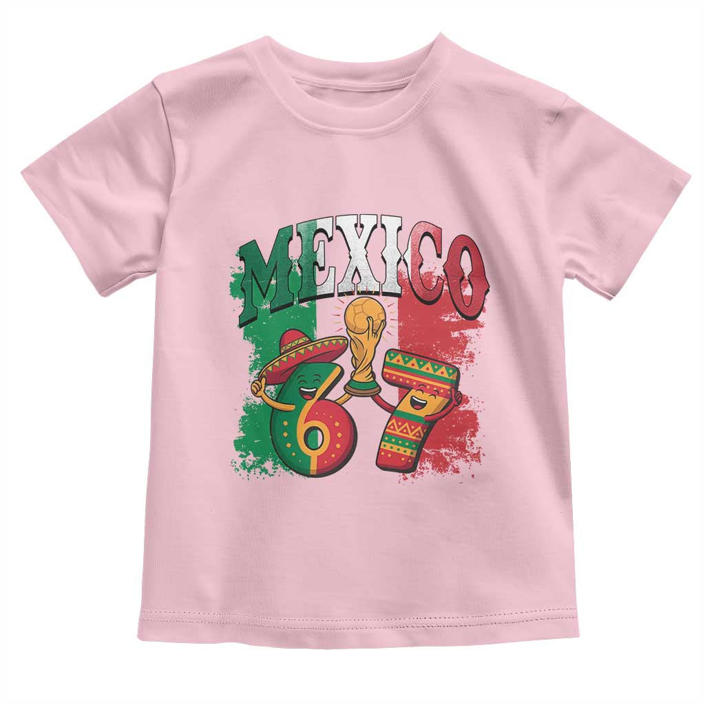 Mexico Soccer Fan Toddler T Shirt Funny 67 Viral Gen Alpha Slang Gift TS12 Light Pink Print Your Wear