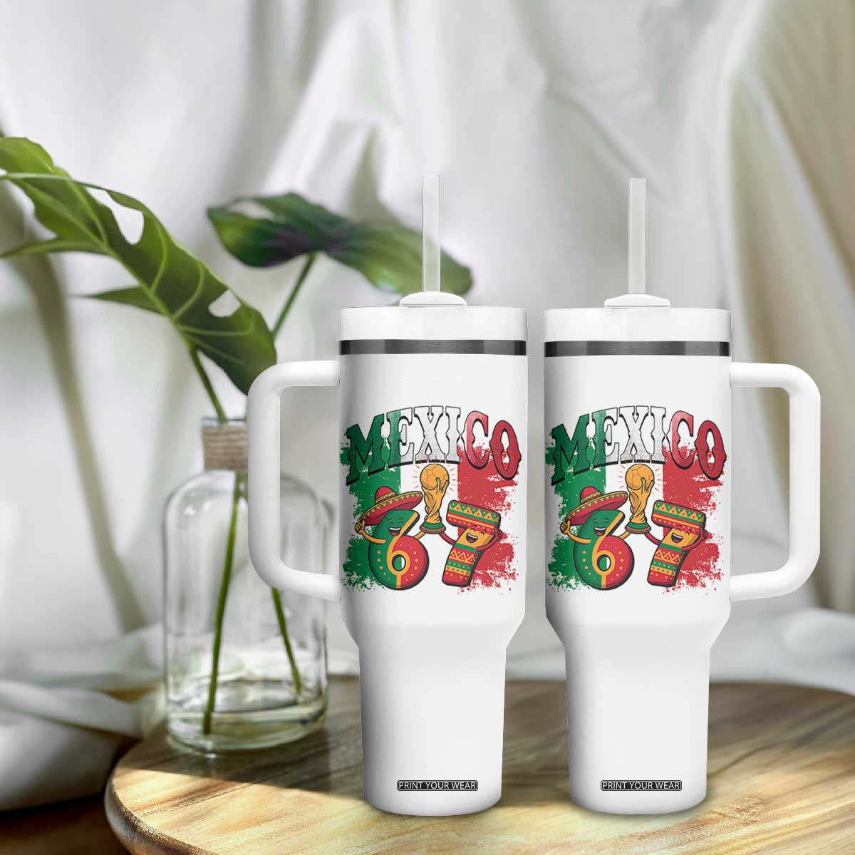 Mexico Soccer Fan Tumbler With Handle Funny 67 Viral Gen Alpha Slang Gift TS12 Print Your Wear