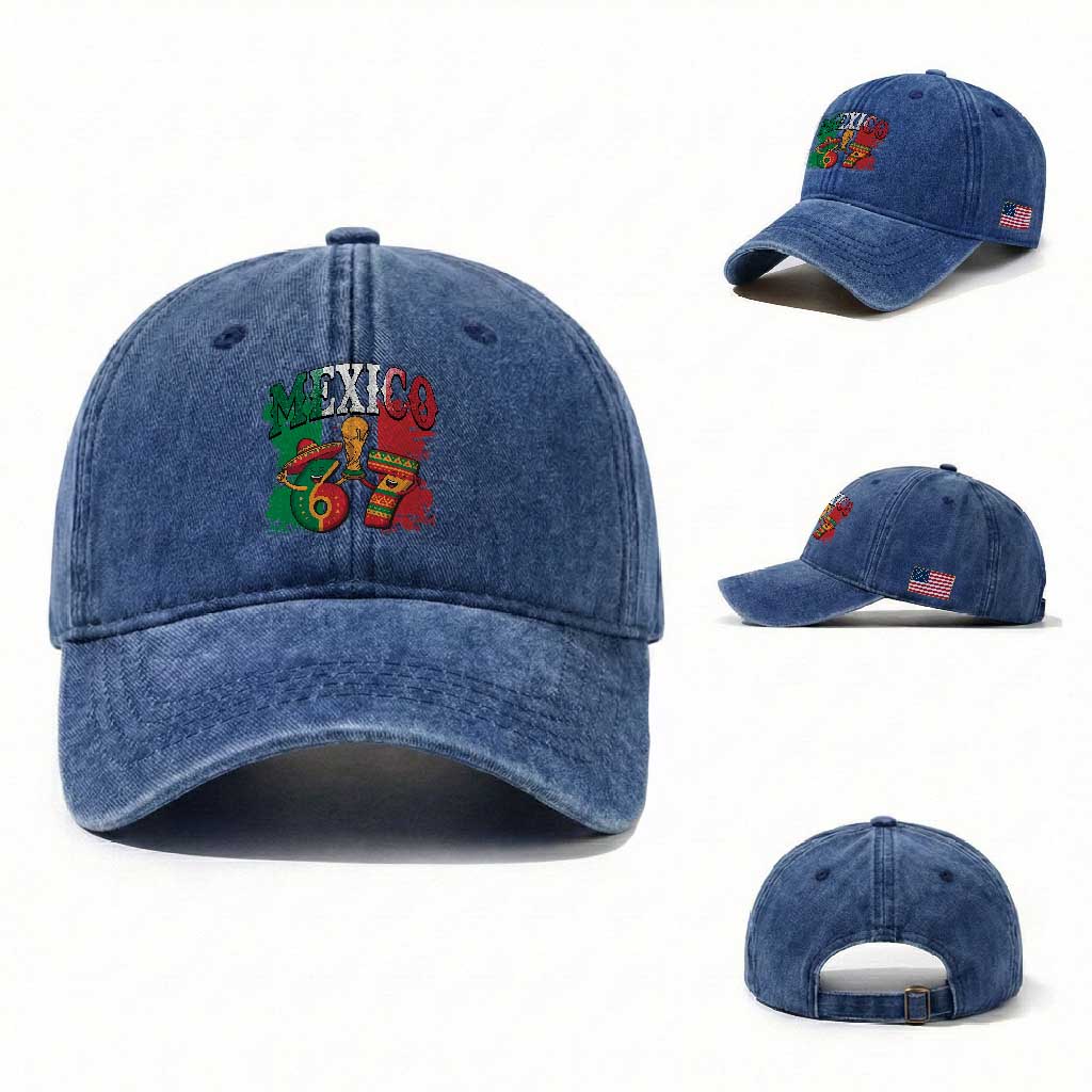 Mexico Soccer Fan Washed Cotton Baseball Cap Funny 67 Viral Gen Alpha Slang Gift TS12 Washed Cap Universal Fit Royal Blue Print Your Wear