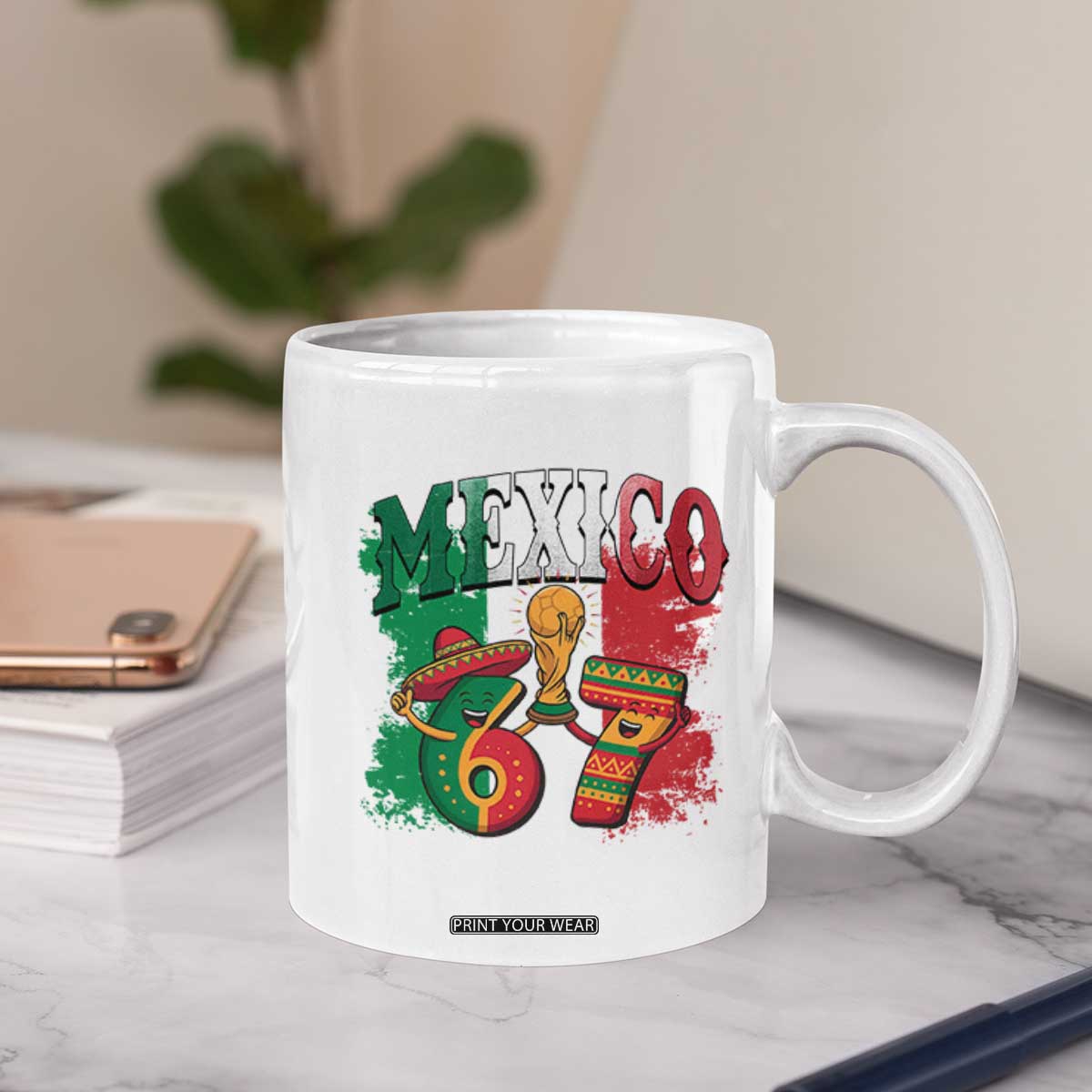 Mexico Soccer Fan Coffee Mug Funny 67 Viral Gen Alpha Slang Gift TS12 Print Your Wear