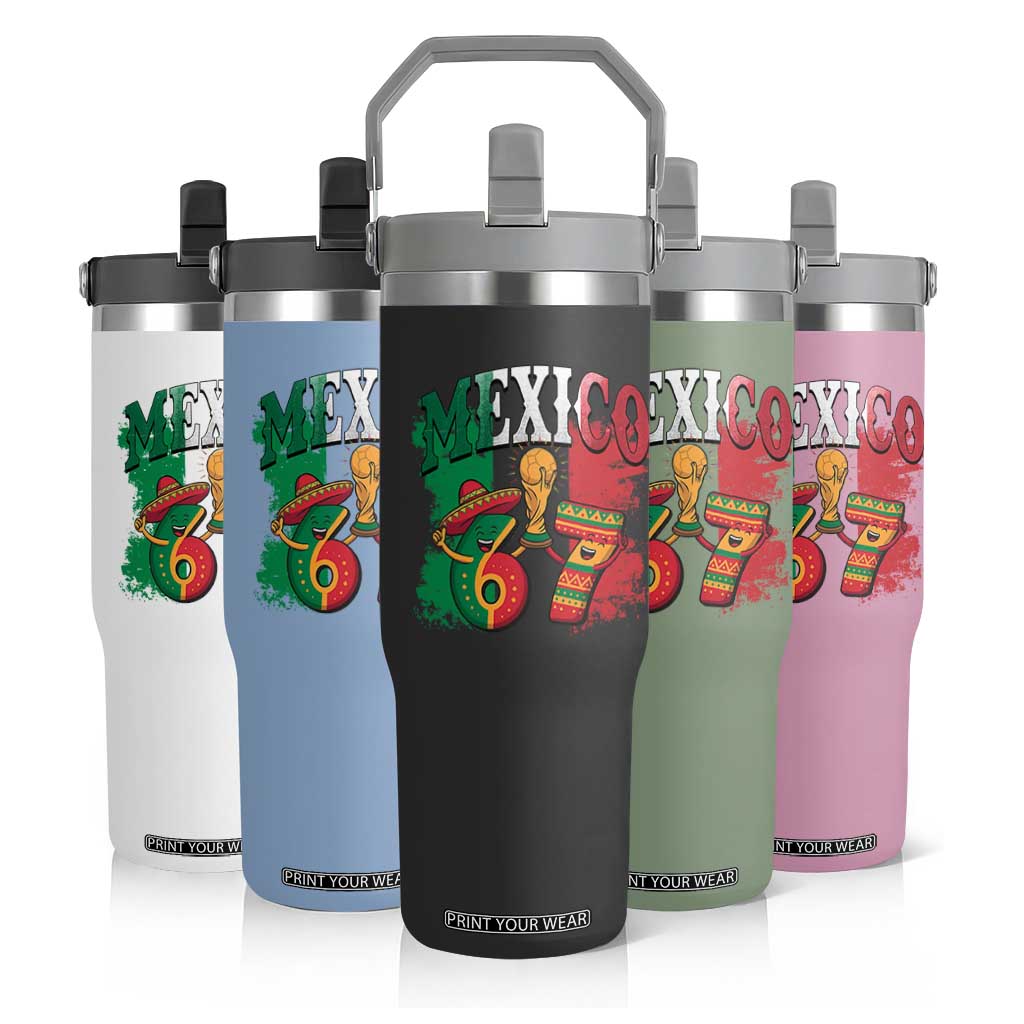 Mexico Soccer Fan Flip Straw Tumbler Funny 67 Viral Gen Alpha Slang Gift TS12 Print Your Wear