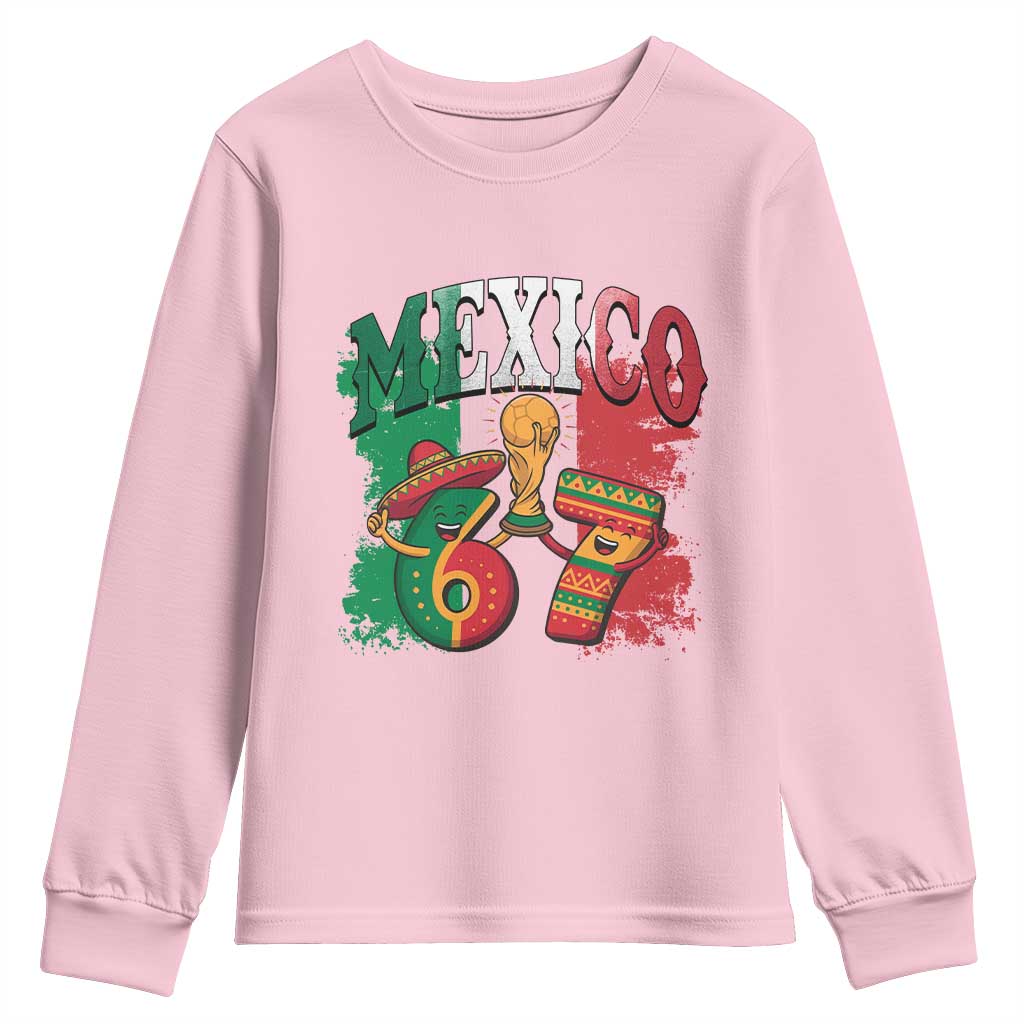 Mexico Soccer Fan Youth Sweatshirt Funny 67 Viral Gen Alpha Slang Gift TS12 Light Pink Print Your Wear