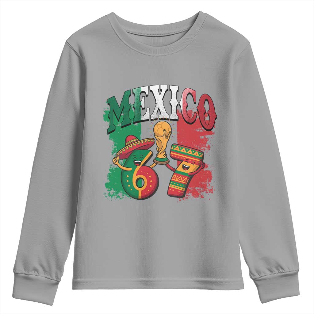 Mexico Soccer Fan Youth Sweatshirt Funny 67 Viral Gen Alpha Slang Gift TS12 Sport Gray Print Your Wear