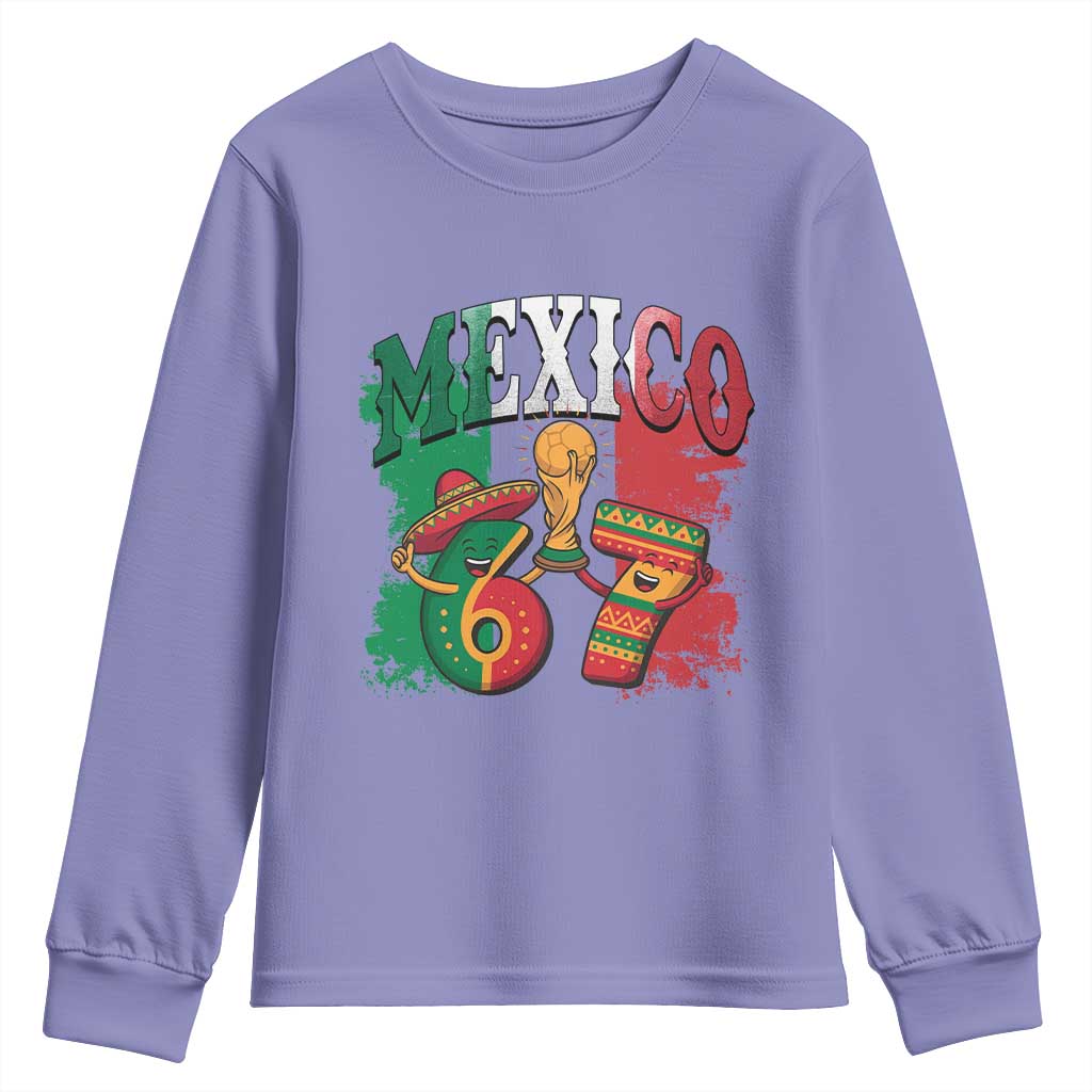 Mexico Soccer Fan Youth Sweatshirt Funny 67 Viral Gen Alpha Slang Gift TS12 Violet Print Your Wear