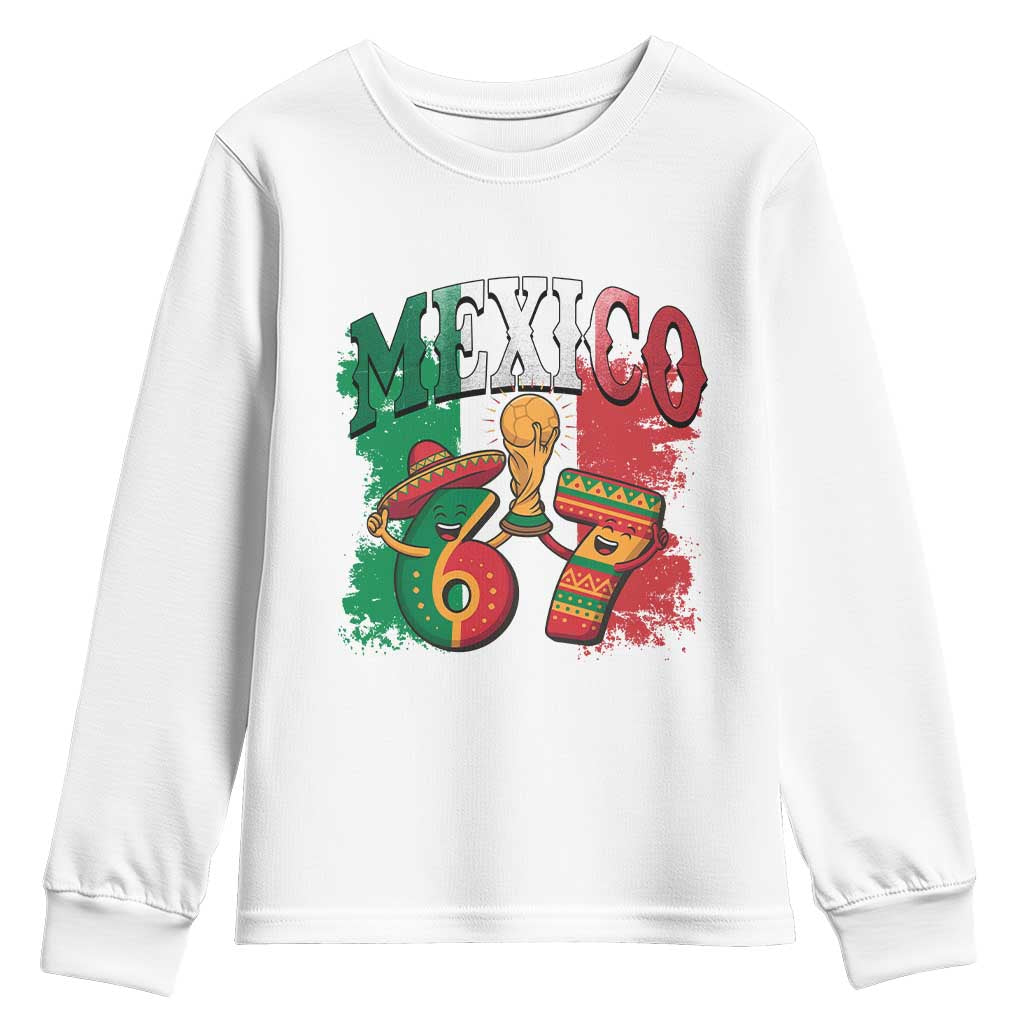 Mexico Soccer Fan Youth Sweatshirt Funny 67 Viral Gen Alpha Slang Gift TS12 White Print Your Wear