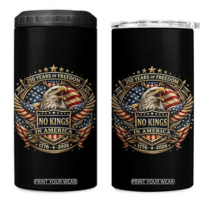 Vintage American Flag Eagle 250th Anniversary 4 in 1 Can Cooler Tumbler No Kings In America TS12 One Size: 16 oz Black Print Your Wear