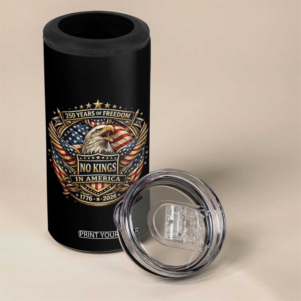 Vintage American Flag Eagle 250th Anniversary 4 in 1 Can Cooler Tumbler No Kings In America TS12 Print Your Wear