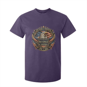 Vintage American Flag Eagle 250th Anniversary T Shirt For Kid No Kings In America TS12 Purple Print Your Wear