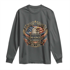 Vintage American Flag Eagle 250th Anniversary Long Sleeve Shirt No Kings In America TS12 Dark Heather Print Your Wear