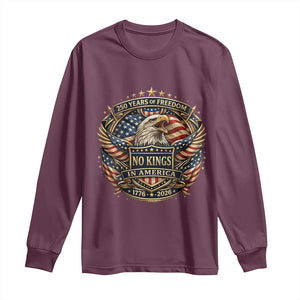 Vintage American Flag Eagle 250th Anniversary Long Sleeve Shirt No Kings In America TS12 Maroon Print Your Wear