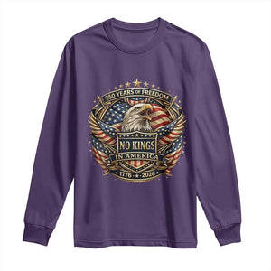 Vintage American Flag Eagle 250th Anniversary Long Sleeve Shirt No Kings In America TS12 Purple Print Your Wear