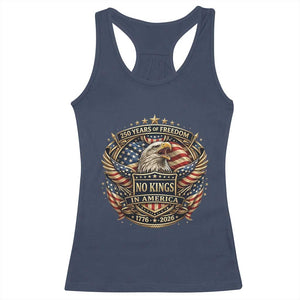 Vintage American Flag Eagle 250th Anniversary Racerback Tank Top No Kings In America TS12 Navy Print Your Wear