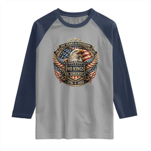 Vintage American Flag Eagle 250th Anniversary Raglan Shirt No Kings In America TS12 Sport Gray Navy Print Your Wear