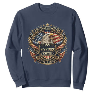 Vintage American Flag Eagle 250th Anniversary Sweatshirt No Kings In America TS12 Navy Print Your Wear