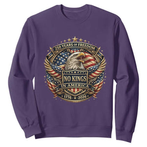 Vintage American Flag Eagle 250th Anniversary Sweatshirt No Kings In America TS12 Purple Print Your Wear