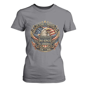 Vintage American Flag Eagle 250th Anniversary T Shirt For Women No Kings In America TS12 Charcoal Print Your Wear