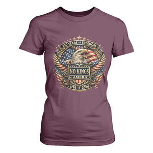 Vintage American Flag Eagle 250th Anniversary T Shirt For Women No Kings In America TS12 Maroon Print Your Wear