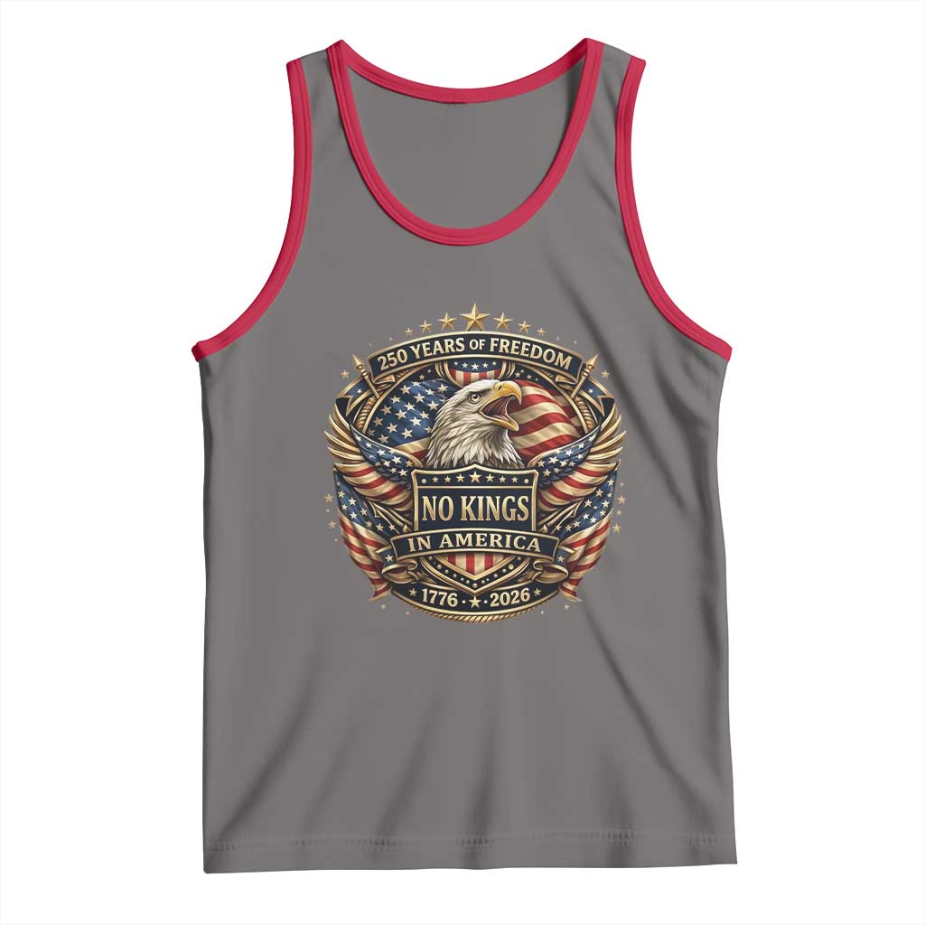 Vintage American Flag Eagle 250th Anniversary Tank Top No Kings In America TS12 Deep Heather Red Print Your Wear