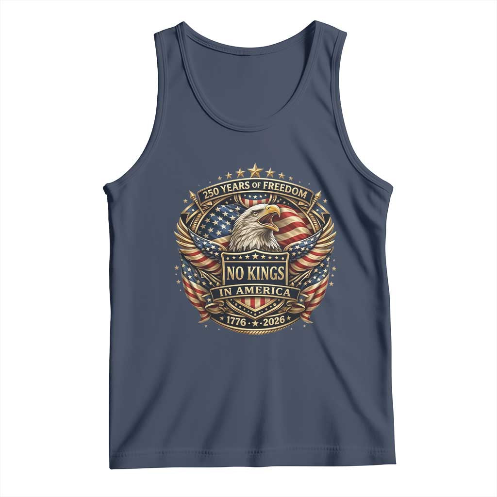 Vintage American Flag Eagle 250th Anniversary Tank Top No Kings In America TS12 Navy Print Your Wear