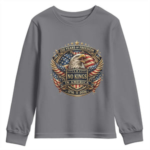 Vintage American Flag Eagle 250th Anniversary Youth Sweatshirt No Kings In America TS12 Charcoal Print Your Wear