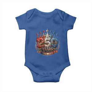 250 Years No Kings Baby Onesie Patriotic Independence Anniversary TS12 Royal Blue Print Your Wear