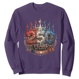 250 Years No Kings Sweatshirt Patriotic Independence Anniversary TS12 Purple Print Your Wear