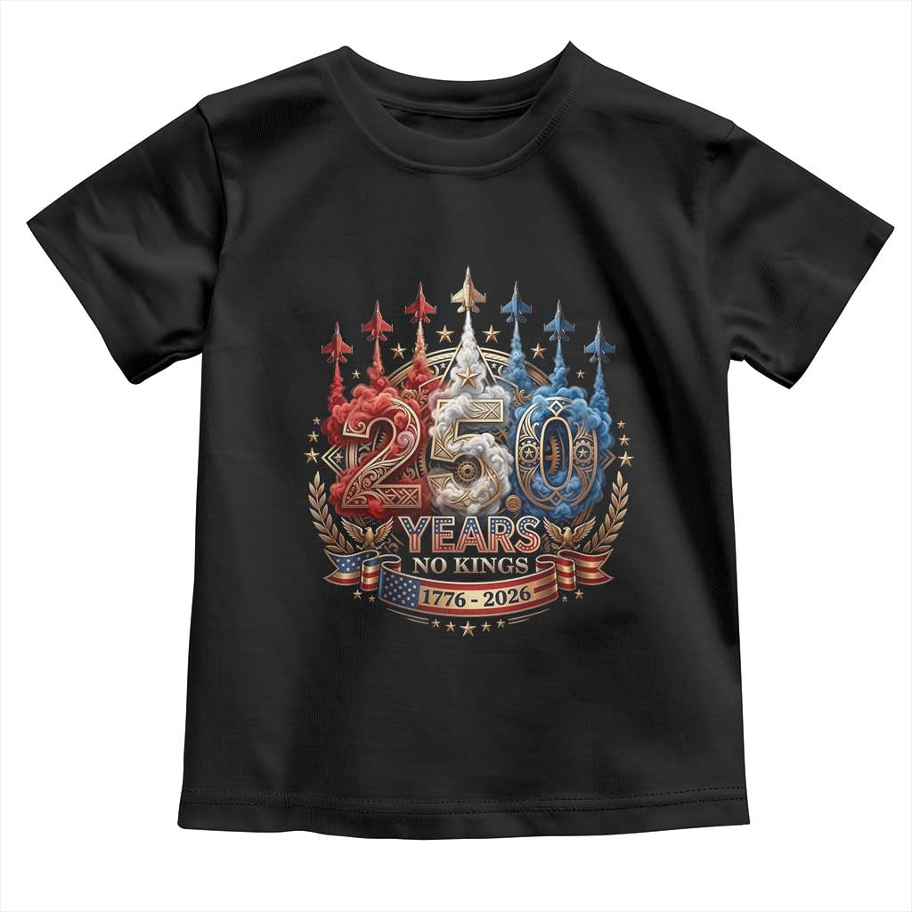 250 Years No Kings Toddler T Shirt - Patriotic Independence Anniversary TS12 Black Print Your Wear
