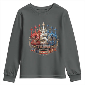 250 Years No Kings Youth Sweatshirt Patriotic Independence Anniversary TS12 Dark Heather Print Your Wear