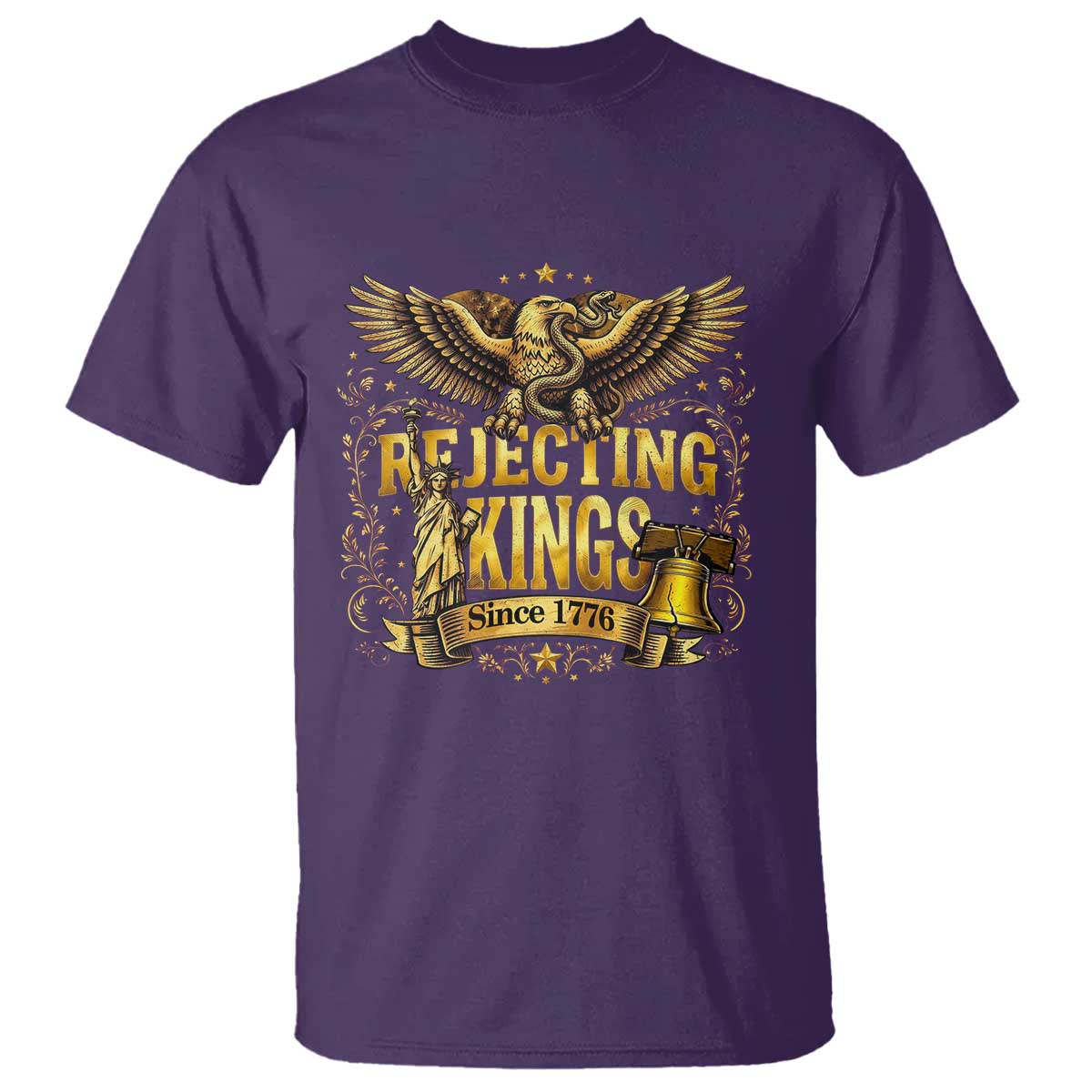 Rejecting Kings Since 1776 T Shirt Eagle Freedom Patriotic TS12 Purple Print Your Wear
