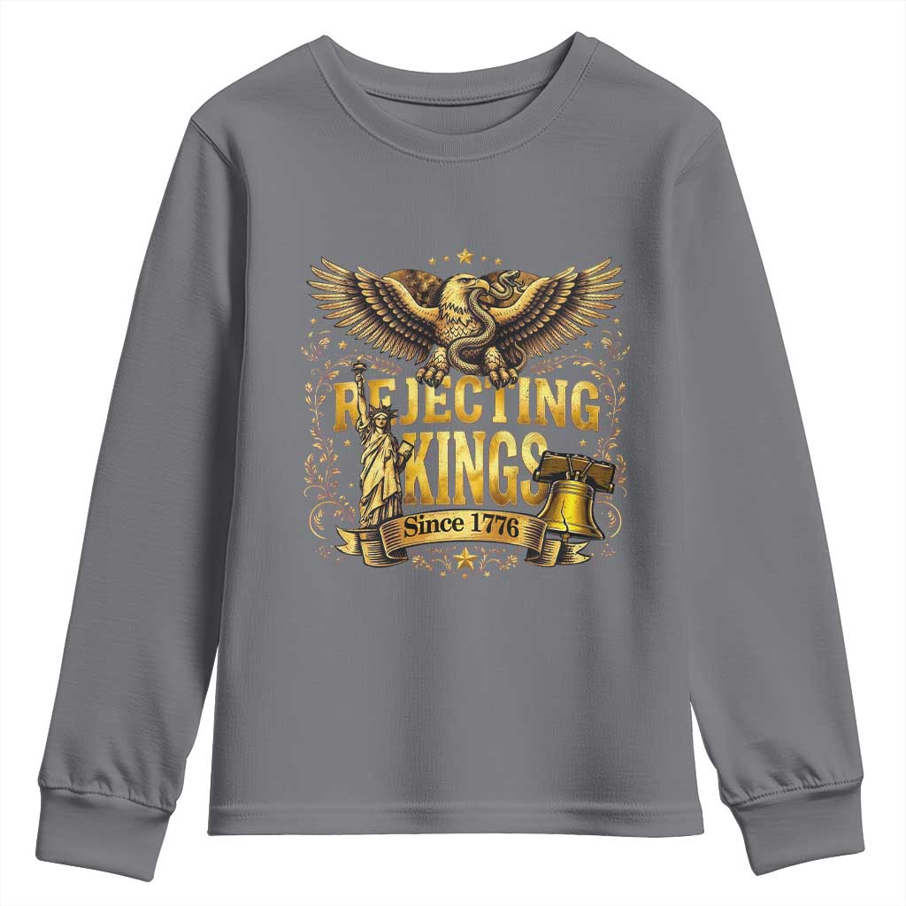 Rejecting Kings Since 1776 Youth Sweatshirt Eagle Freedom Patriotic TS12 Charcoal Print Your Wear