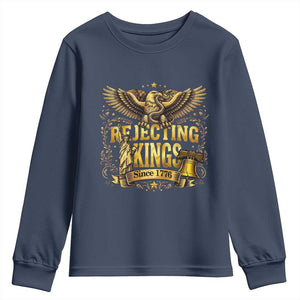 Rejecting Kings Since 1776 Youth Sweatshirt Eagle Freedom Patriotic TS12 Navy Print Your Wear