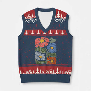 Wildflower Protest V-Neck Knit Sweater Vest We The People Serve No Kings TS12 Navy Red Print Your Wear