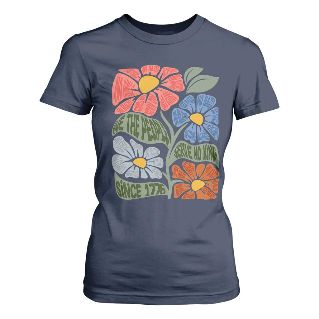 Wildflower Protest T Shirt For Women We The People Serve No Kings TS12 Navy Print Your Wear