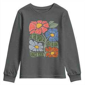 Wildflower Protest Youth Sweatshirt We The People Serve No Kings TS12 Dark Heather Print Your Wear