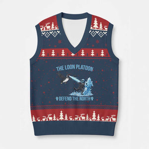The Loon Platoon Defend The North V-Neck Knit Sweater Vest Minnesota Rebel Loon Resist TS12 Navy Red Print Your Wear