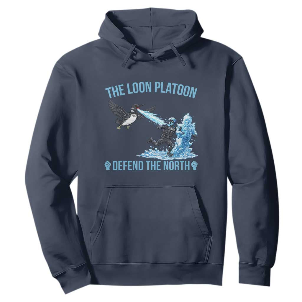 The Loon Platoon Defend The North Hoodie Minnesota Rebel Loon Resist TS12 Navy Print Your Wear