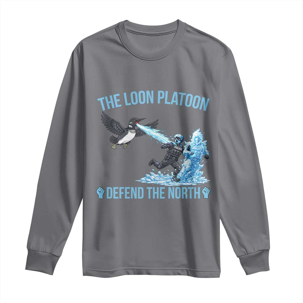 The Loon Platoon Defend The North Long Sleeve Shirt Minnesota Rebel Loon Resist TS12 Charcoal Print Your Wear