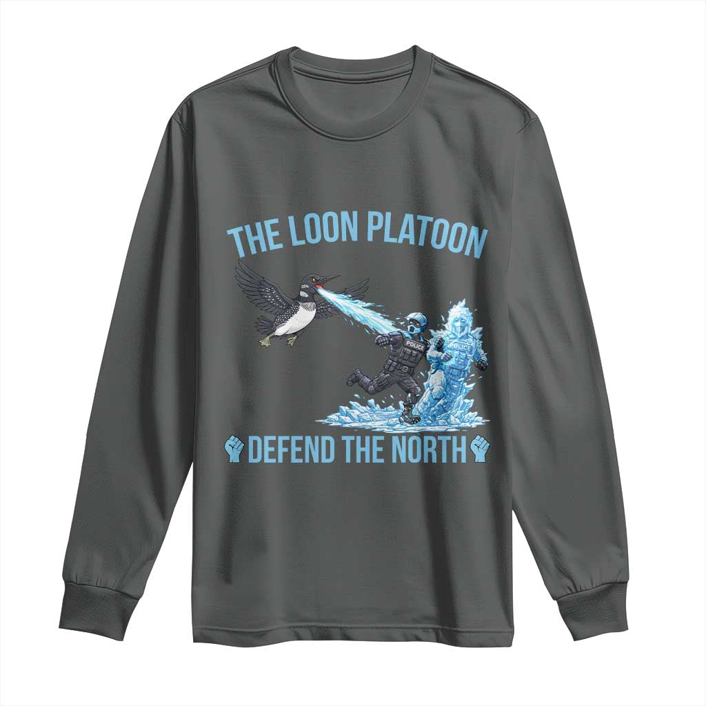 The Loon Platoon Defend The North Long Sleeve Shirt Minnesota Rebel Loon Resist TS12 Dark Heather Print Your Wear