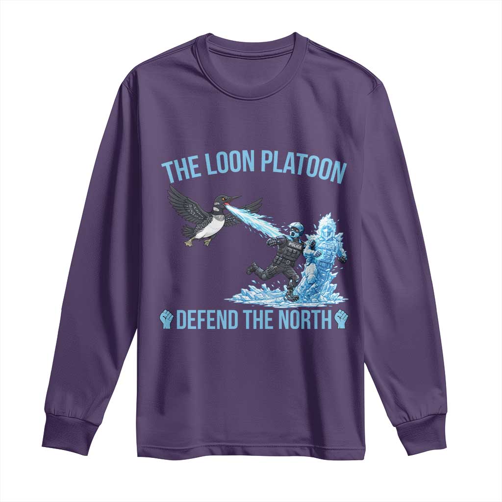 The Loon Platoon Defend The North Long Sleeve Shirt Minnesota Rebel Loon Resist TS12 Purple Print Your Wear