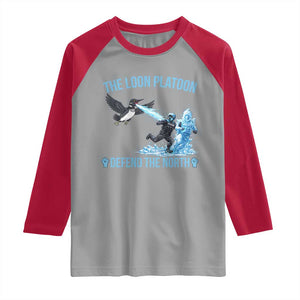 The Loon Platoon Defend The North Raglan Shirt Minnesota Rebel Loon Resist TS12 Sport Gray Red Print Your Wear